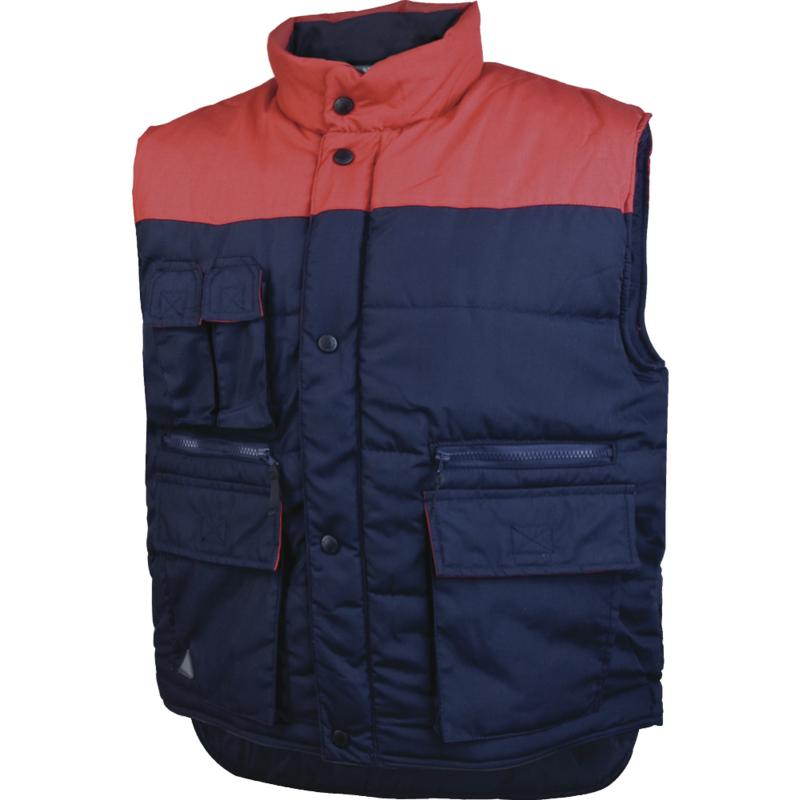 DeltaPlus SIERRA Polyester Cotton Multipocket Bodywarmer Navy Blue-Red
