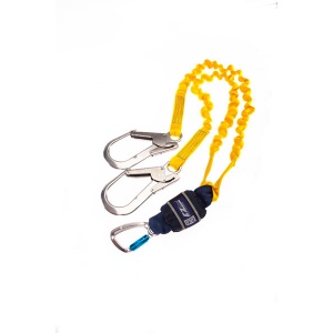 DBI SALA  EZ-Stop Expander 2M Twin Leg Elasticated Shock Absorbing Lanyard with Scaffold Hook 1245534