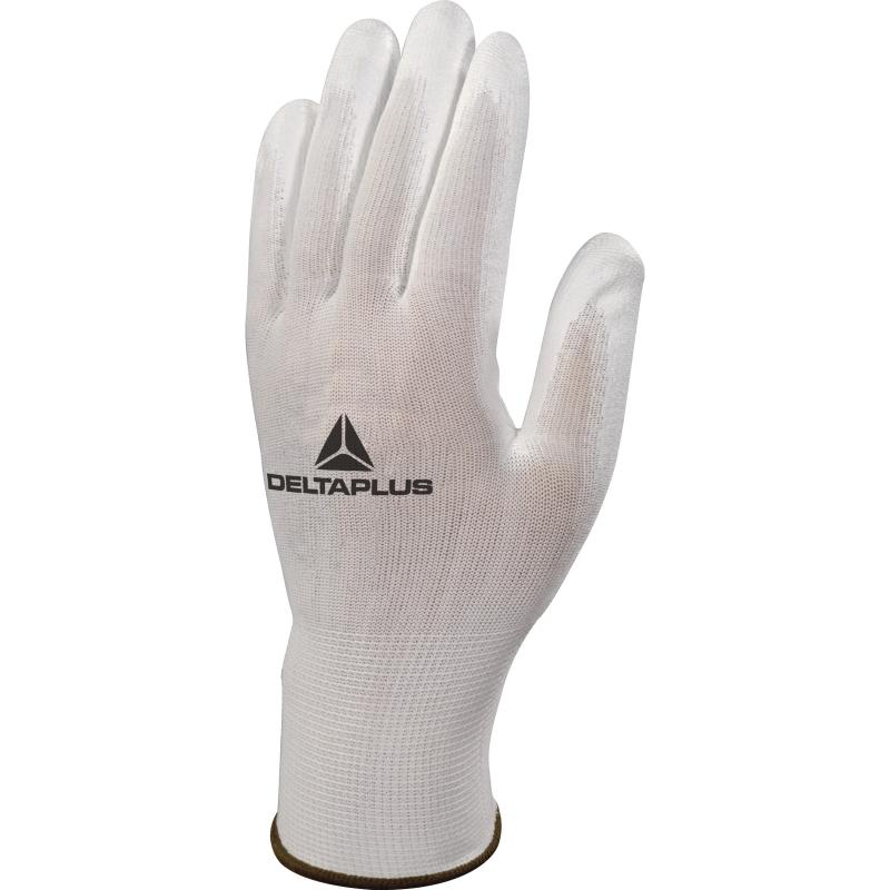 DeltaPlus VE702 Pack Of 5 Pairs Polyamide Knitted Work Gloves With PU Coated Palm And Fingertips