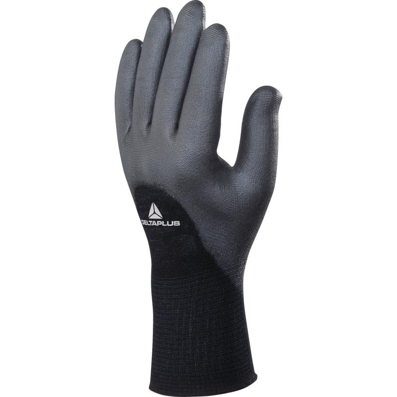 DeltaPlus VE703NO Pack Of 5 Pairs Polyamide Knitted Work Gloves With PU Coated Palm, Fingers And Half Back