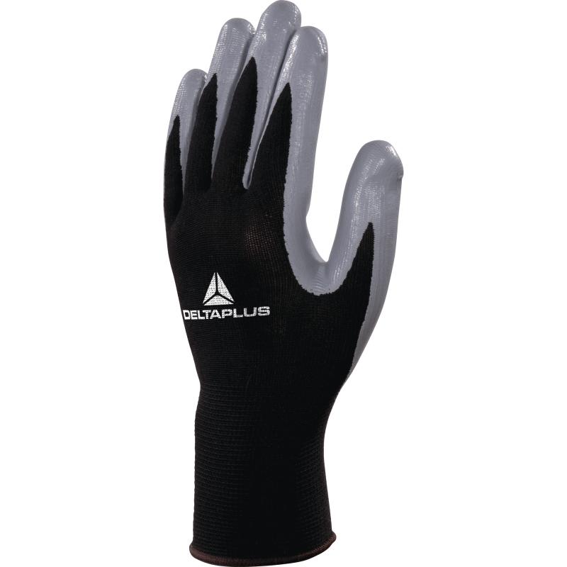 DeltaPlus VE712GR Pack Of 5 Pairs Polyester Knitted Work Gloves With Nitrile Palm
