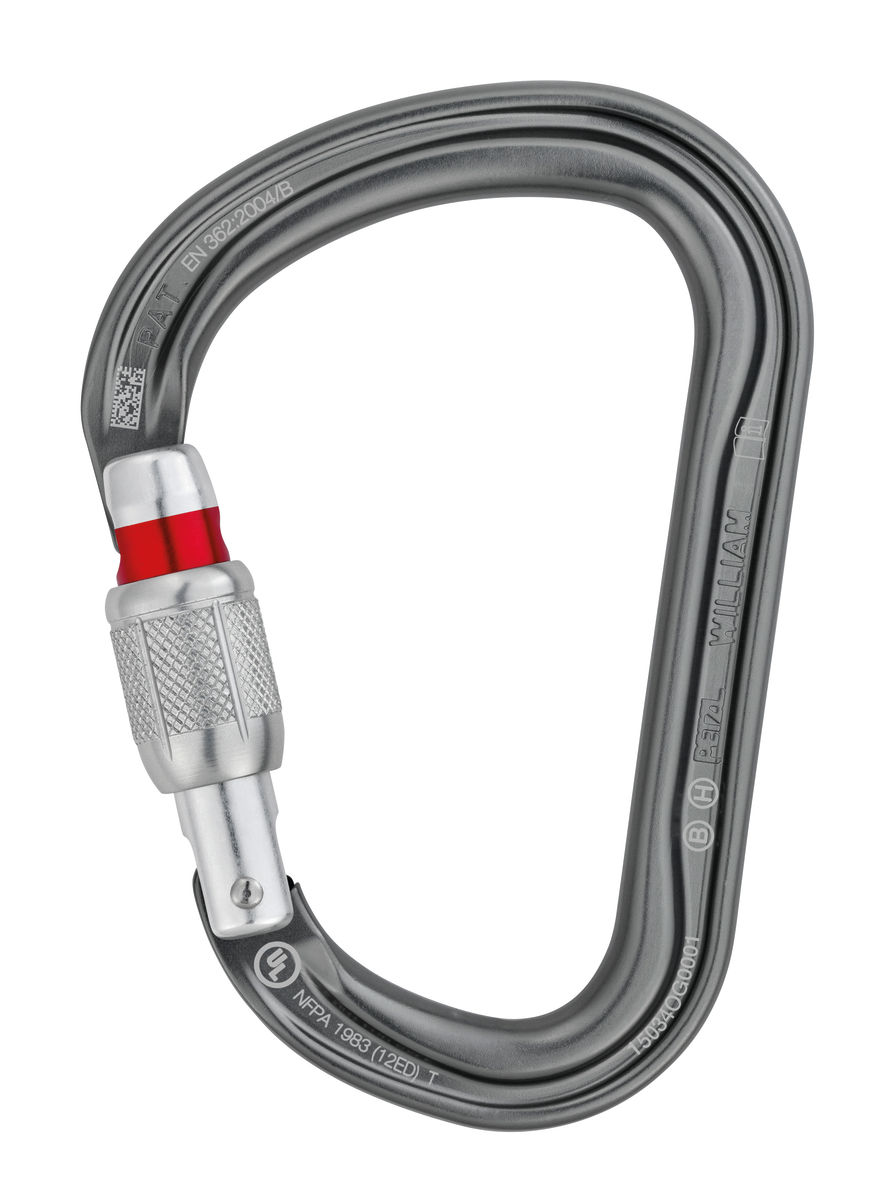 Petzl WILLIAM M36A SL Grey Screw-Lock Lightweight Asymmetric Large Capacity Carabiner