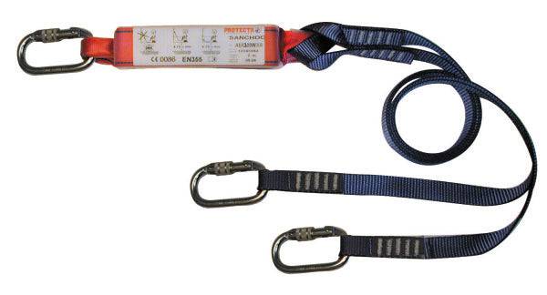 3M Protecta 2m Twin Leg 25mm Webbing Shock Absorbing Lanyard with Screwgate Carabiners AE5320WAA - SecureHeights