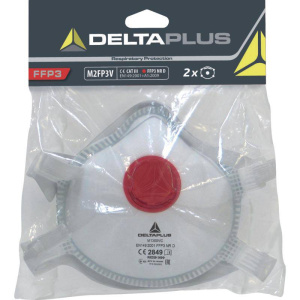 DeltaPlus M2FP3V FFP3 Disposable Moulded Half Face Mask with Valve (Pack of 2) - SecureHeights