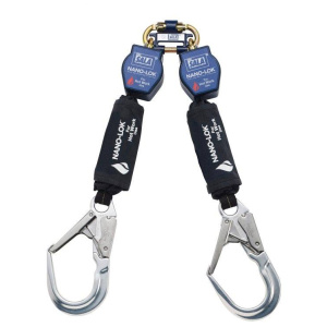 3M DBI SALA Nano-Lok 2m Twin Leg Hot Work Use Web Self Retracting Lifeline with Snap Rebar Hooks 3101525 - SecureHeights