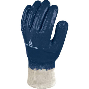 DeltaPlus NI155 Full Nitrile Coated Ribbed Cuff Safety Gloves (10 Pairs) - SecureHeights