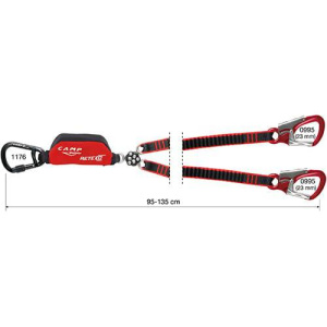 CAMP Safety RETEXO GYRO REWIND 95cm-135cm Twin Leg Edge Tested Elastic Lanyard with 23mm Aluminium Connectors 7250202 - SecureHeights