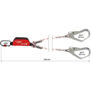CAMP Safety RETEXO ROPE 150cm Twin Leg Edge Tested Rope Lanyard with 53mm Safety Hooks 5050202 - SecureHeights