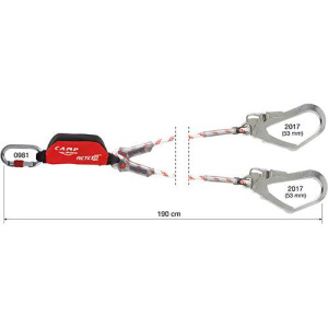CAMP Safety RETEXO ROPE 190cm Twin Leg Edge Tested Rope Lanyard with 53mm Safety Hooks 5050201 - SecureHeights