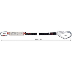 CAMP Safety SHOCK ABSORBER REWIND 120cm-175cm Single Leg Elastic Lanyard with 53mm Safety Hook 7030101 - SecureHeights