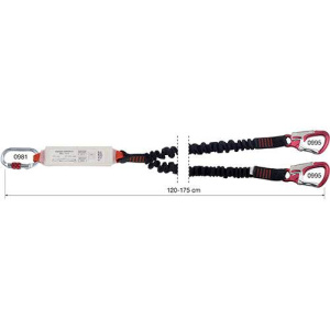 CAMP Safety SHOCK ABSORBER REWIND 120cm-175cm Twin Leg Elastic Lanyard with 23mm Aluminium Connectors 7030208 - SecureHeights