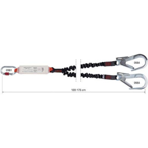 CAMP Safety SHOCK ABSORBER REWIND 120cm-175cm Twin Leg Elastic Lanyard with 60mm Hooks 7030206 - SecureHeights
